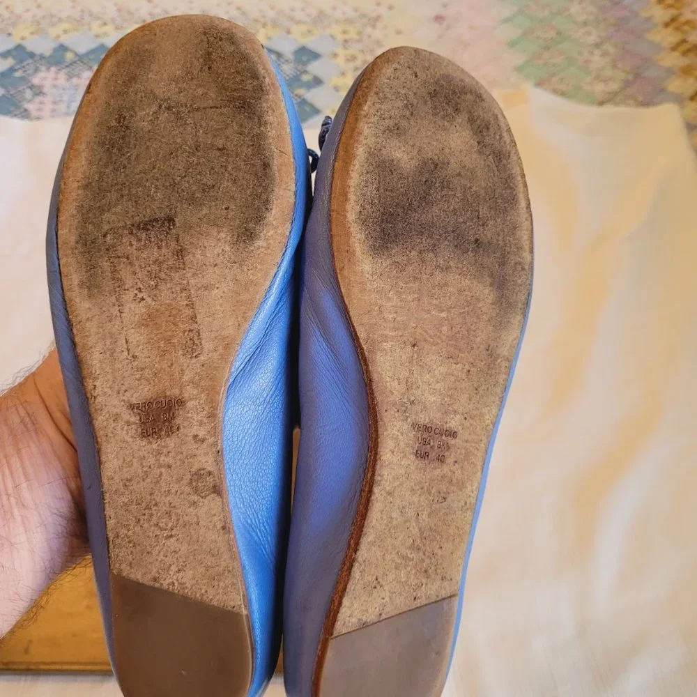 Bahama Blue Leather Ballet Flats. EEEUC. Size 9M (EUR 40) - Picture 8 of 12